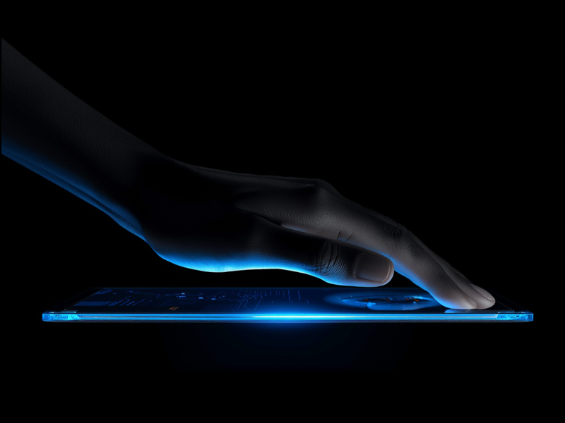 Person at glowing screen